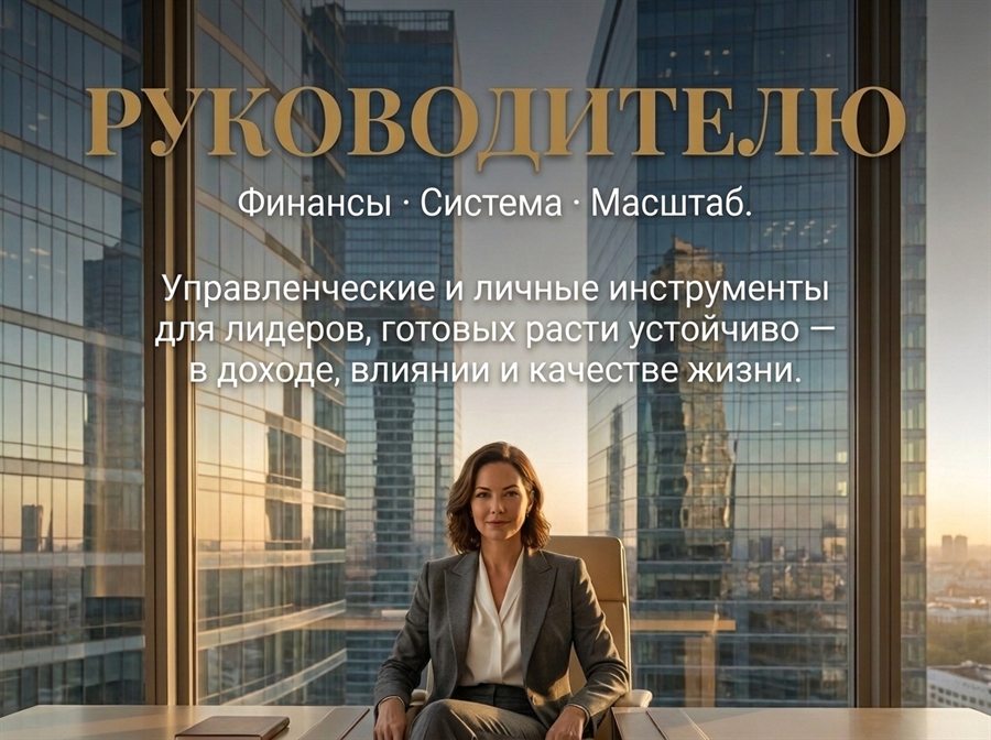 Руководителю. Финансы · Система · Масштаб. Управленческие и личные инструменты для лидеров, готовых расти устойчиво — в доходе, влиянии и качестве жизни.