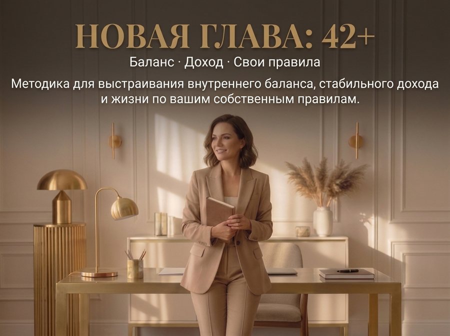 Новая глава: 42+. Баланс · Доход · Свои правила. Методика для выстраивания внутреннего баланса, стабильного дохода и жизни по вашим собственным правилам.