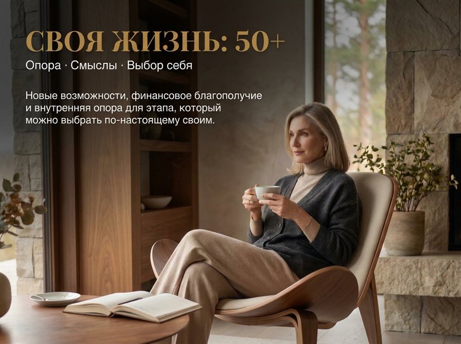 Своя жизнь: 50+. Опора · Смыслы · Выбор себя. Новые возможности, финансовое благополучие и внутренняя опора для этапа, который можно выбрать по-настоящему своим.